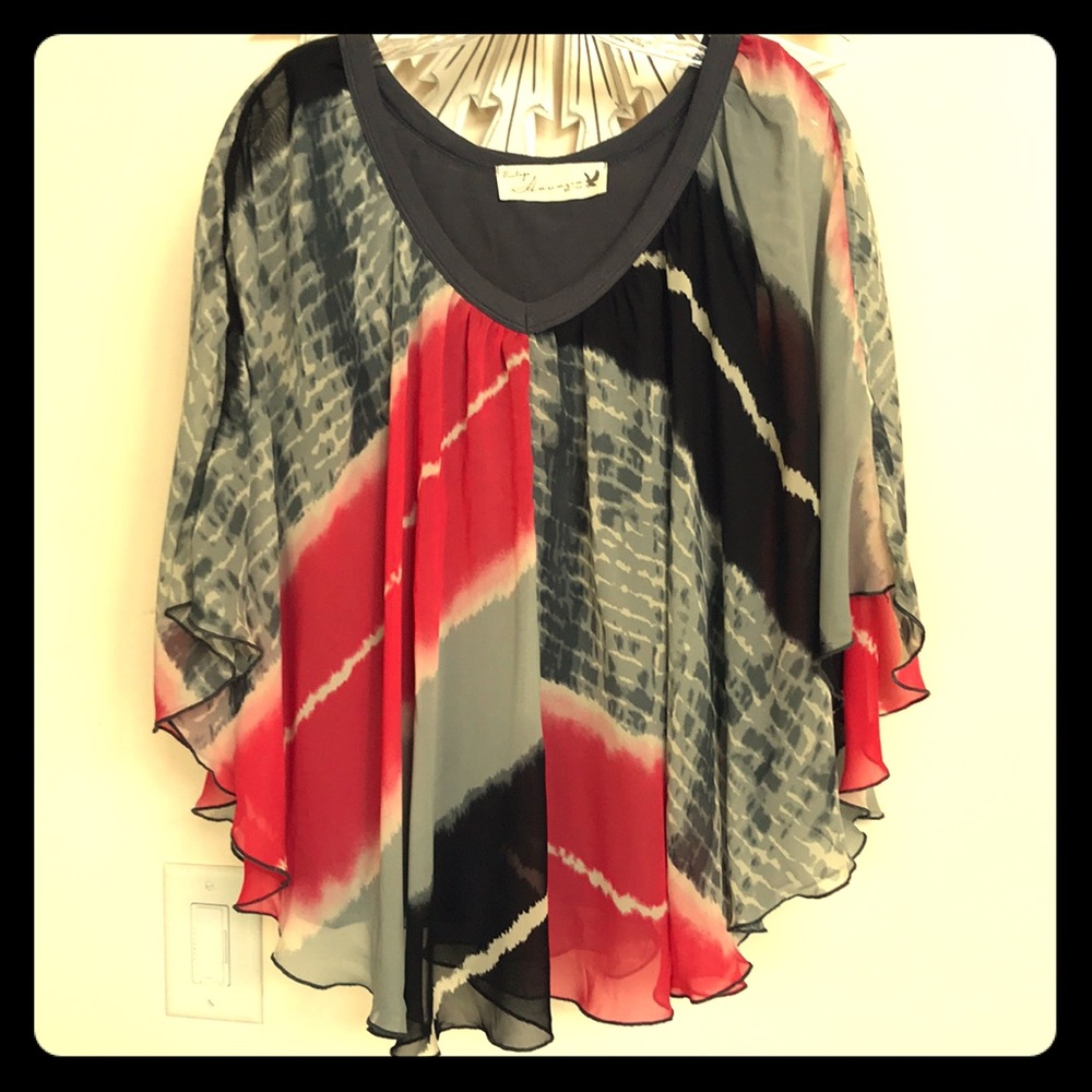 Vintage Havana boho poncho shawl top blouse M/ L